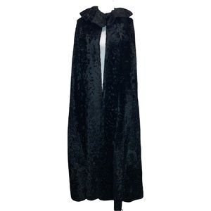 Black Crushed Velvet Evening Cape or Coat with Matching Skirt by Harold Levine